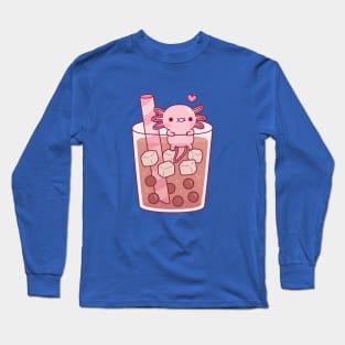 Cute Axolotl Hanging Around In Bubble Tea Long Sleeve T-Shirt